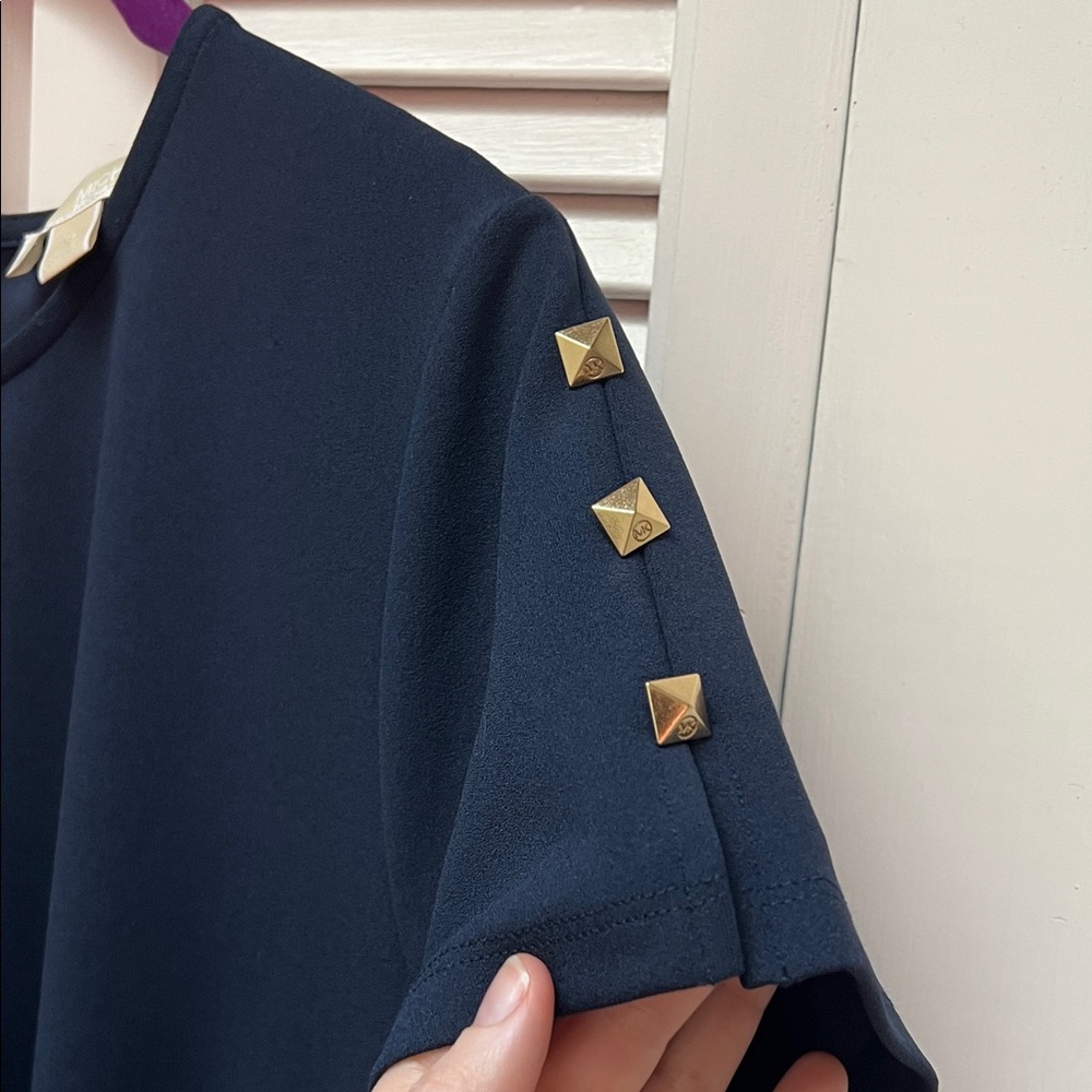 Michael Kors Navy Mini Dress with Gold Accents - Picture 4 of 4